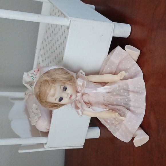 Vintage Handcrafted Doll Bed with Doll - 1940's - Picture 5 of 15